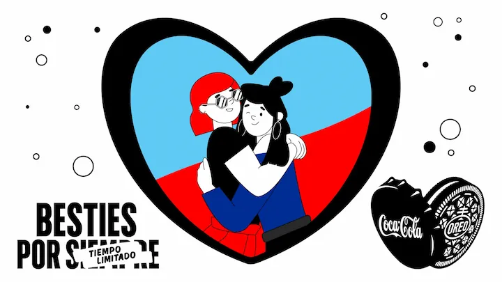 Caso de éxito de Coca-Cola × Oreo: Desarrollamos contenido animado para una campaña de lanzamiento donde el objetivo era comunicar una colaboración entre marcas mediante formatos digitales de alta rotación. Amazon Alexa - Oreo - Coca Cola.